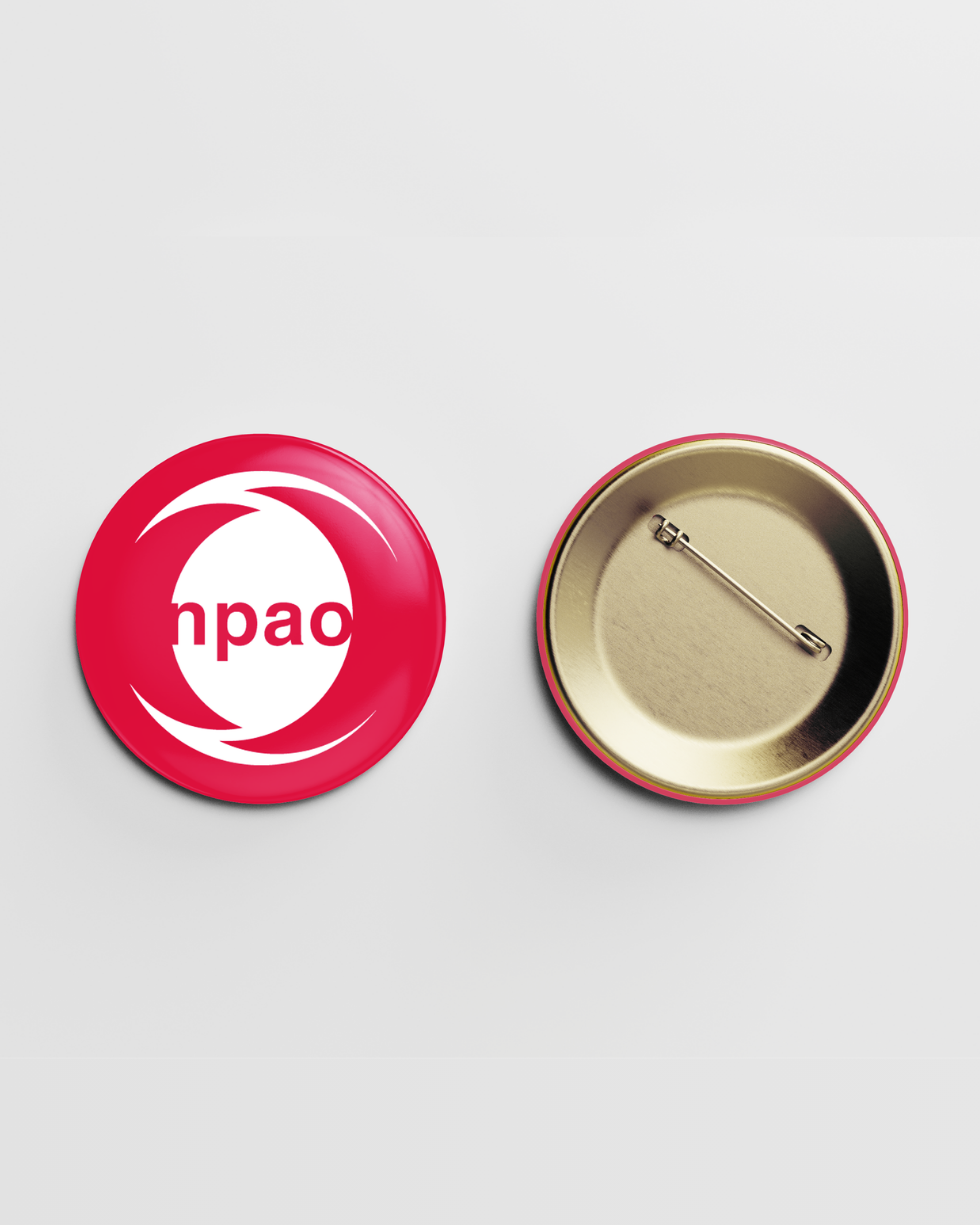 NPAO branded pin-back buttons