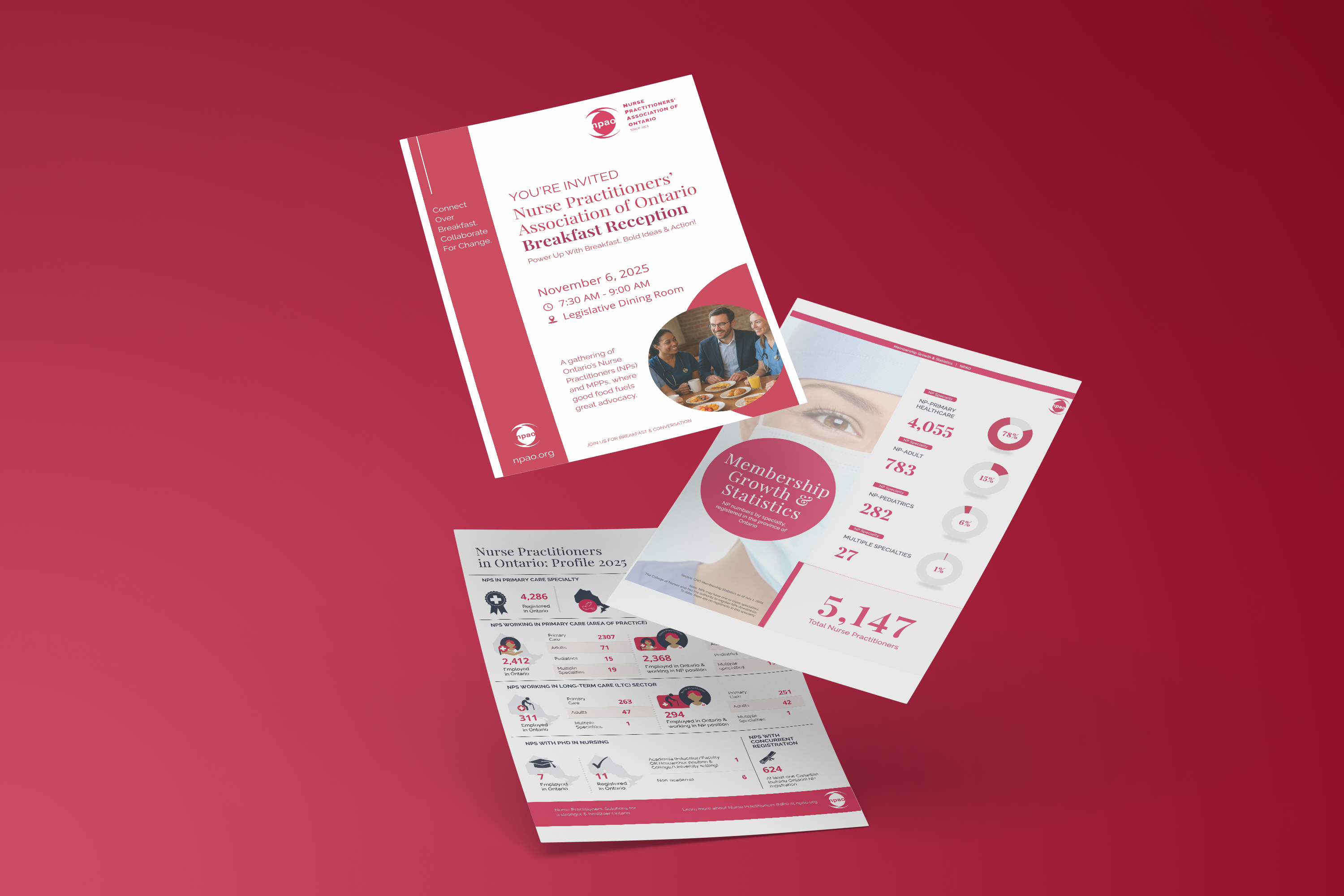 NPAO printed brochures on red background