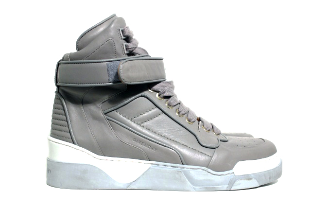 Grey high-top sneaker product photograph