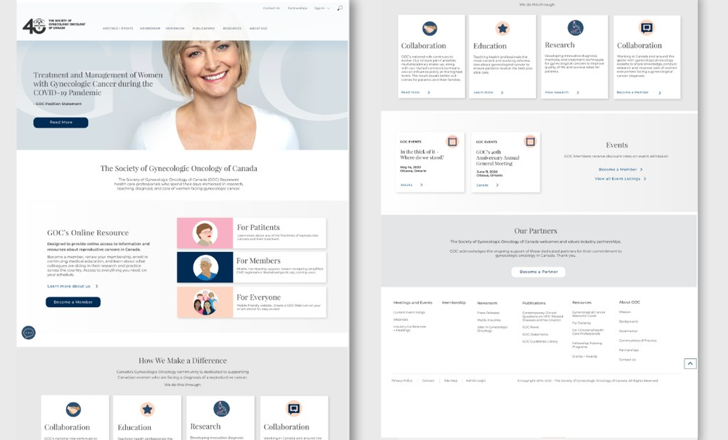 GOC website features, events, and footer